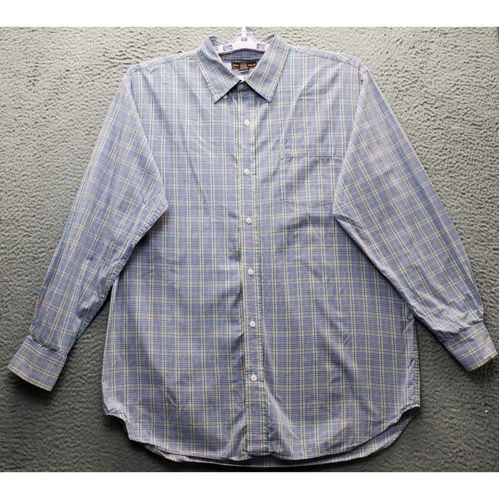 Steve & Barry's Dress‎ Shirt Mens XL Multi Plaid Long Sleeve Collar Button Down